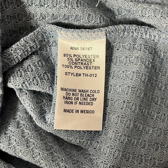 Baea Blue Floral Balloon Sleeve Thermal Knit Full Zip Hoodie Size Large NWT - Picture 12 of 13